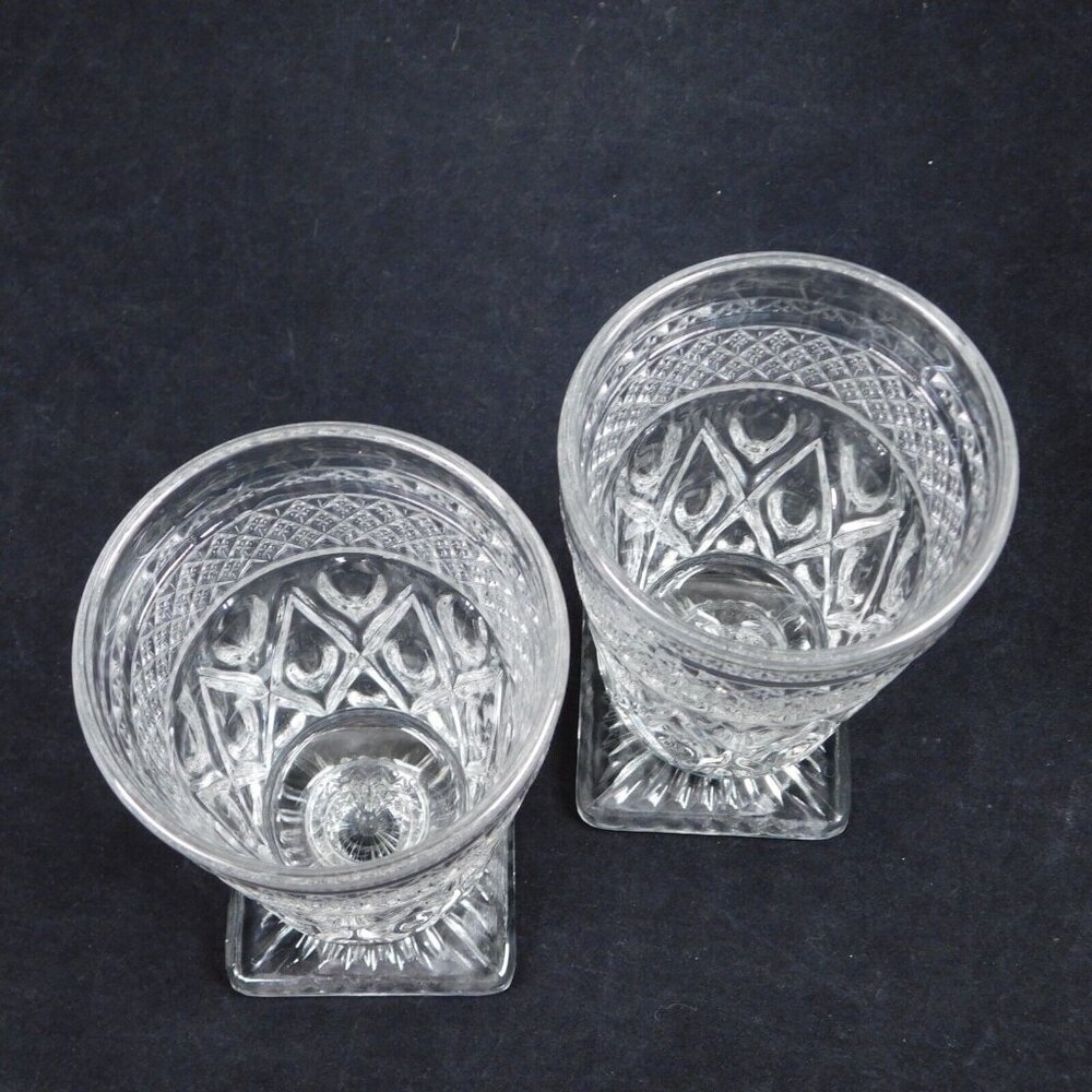 Set Of 2 Imperial Cape Cod Clear Square Footed Tumbler Glasses Vintage 5.5 Tea - Picture 10 of 12